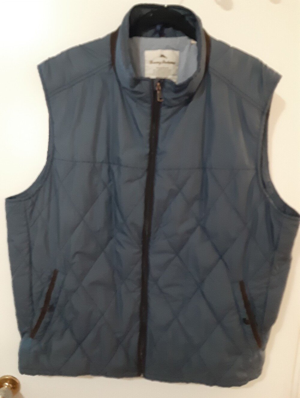 Tommy Bahama Quilted Vest Blue Full Zip Lightweight Island Style XXL